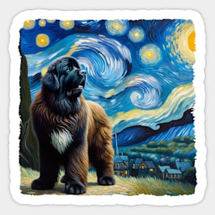 Starry Newfoundland Dog Portrait - Pet Portrait Sticker
